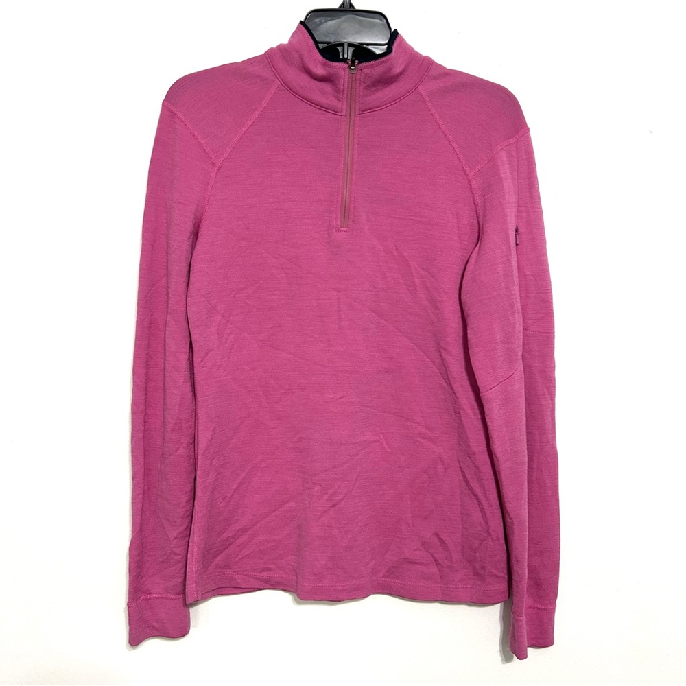 Ibex Zque Certified Merino Wool Sweater mid layer 1/4 zip high neck EUC M